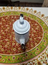 L&G CO Enamelware Coffee Pot White Black Rim Farmhouse Decor Hinged Lid | eBay