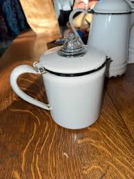 Cowboy Camp Coffee Pot Large, Approx 8” Tall 5”opening on Top, White/black Enamel Enamelware Pitcher - Etsy