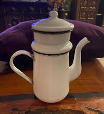 Vintage Metal Enamel White 3-Piece Teapot Coffee Pot Kettle Japan | eBay
