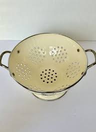 VTG Kobe JCPenney Footed Metal White Enamel Colander Floral ...