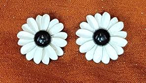 Emmons Vintage Enamel Black & White Retro Daisy Brooch And ...