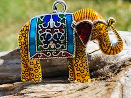 Enamel Elephant Pendant: Gold Tone Alloy, Good Luck Charm - Etsy