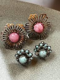 Vintage Lot of Faux Turquoise Plastic Bead Flower & Large Lacey Silvertone Flowe | eBay