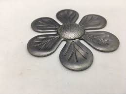 Metal Flower Power Flat 3d 6 Petal Flower Medallion, Onlay ...