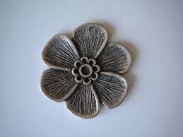 Pendant Silver Plated Metal Antique Pewter Flower - Etsy