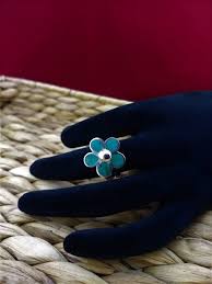 Handmade peruvian ring 950 silver on daisy shape with Chrysocolla Size 7.5 | eBay