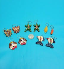 Mexican Polymer Clay Frog Mismatched Butterfly Veggies Fish Dog Dangle Earrings | eBay