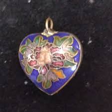 Vintage | Jewelry | Vintage Cloisonne Puff Heart Pendant | Poshmark