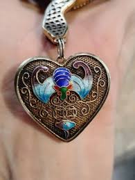 Vintage Sterling Snake Sapphire White Topaz Crystal Pendant Enamel Heart Bat 925 | eBay