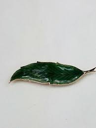 VINTAGE GREEN ENAMEL LEAF BROOCH PIN GOLD TONE SIMPLE CASUAL | eBay