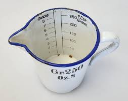 Vtg 8oz 250gr Medical Hygienic White Blue Enamel Measuring ...