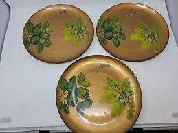Lot of 3 Decorative Plates Decor Dragonfly Leaf Acorn Nut ...