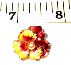 Vintage Gold Color w/ Faux Pearl Center and Enamel Tiny 1 ...