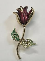 Vintage/ NEW Signed KC Gold Tone Enameled & Rhinestones ...