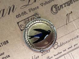 Antique Victorian Brass Enamel Swallow/sterling Silver/paper Plastic/cute Girl Flowers Angel Playing Violin/large Pendant - Etsy