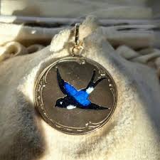 Art Nouveau Antique Vintage 14k Gold Enamel Swallow Bird Pendant Charm - Etsy