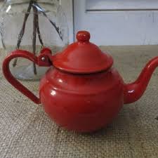 Red Enamel Tea Pot - Etsy