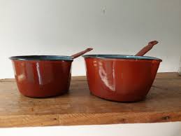Duo of Wine Enameled Saucepans From the 1930s - Etsy