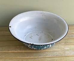 Vintage Blue Swirl Graniteware Wash Basin - Etsy