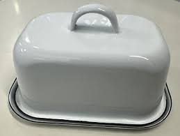 Farmhouse Style White Enamelware Covered Butter Dish | eBay