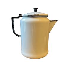 White Enamel Mid-century Coffee Pot Farmhouse Decor Cottage Chic Enamelware - Etsy