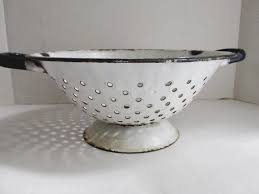 Vintage Colander Cobalt Blue White Enamel 1930's Kitchen Wall Hanging - Etsy