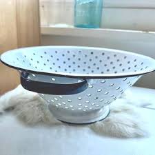 Antique Blue and White Enamel Strainer - Etsy