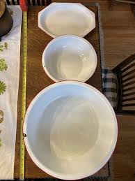 Vintage Red enamelware/3 Pieces/basin/bowl/platter | eBay