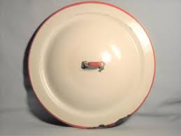 Vintage White Enamel Lid With Red Rim Trim 10 3/4” Diameter ...