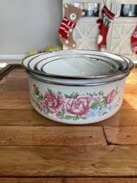 GMI Enamelware Metal Nesting Bowls Set Of 4 Floral Pattern ...