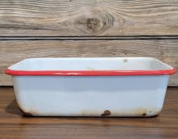 Farmhouse Chic Kitchen Chippy Enamelware Loaf Bread Pan Tin ...