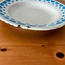 Tigela de esmalte vintage | Talheres primitivos brancos e azuis - Etsy Portugal