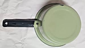 4 Vintage Nesting Enamelware Saucepans 1 Cream & Brown; 3 Green & Black | eBay