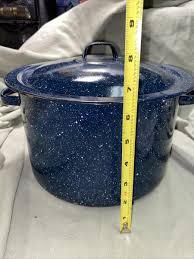 Enamelware Pot With Lid Blue Speckled Enamel Cooking Pot ...