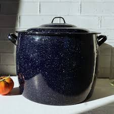 Enamelware / Big Round Pot With Lid / Charming Useful ...