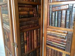 Foldong Library Screen With Faux Leather Book Motiff For ...
