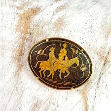 Vintage Damascene Don Quixote Sancho Panza Brooch Pin Black Gold 1940s - Etsy