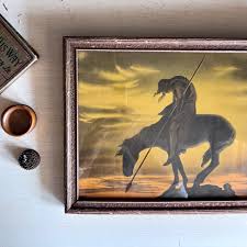 Vintage Framed Lithograph End of the Trail, c.1930s – Rush Creek Vintage