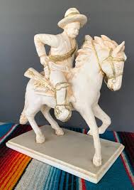 Lg Pancho Poncho Villa on horse Statue Crush Bone & Resin ...