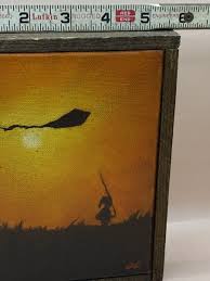Vintage Painting Girl Flying A Kite At Sunset Signed | eBay