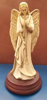 Vintage 5 Inch Enesco Plastic Angel Playing Horn On Wooden Base Figurine | eBay