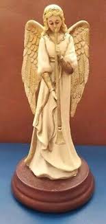 Vintage 5 Inch Enesco Plastic Angel Playing Horn On Wooden ...