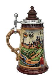 Old Rothenburg Beer Stein with Wood Lid - GermanSteins.com
