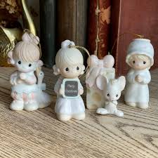 Vintage Set of 4 Porcelain Precious Moment Christmas ...