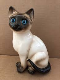 Vintage SIAMESE CAT Enesco Figurine GORGEOUS CUTE Blue Eyes ...