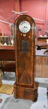 Sold at Auction: Enfield English Art Deco Grandmother Longcase Clock - in walnut cabinet, comes with key and pendulum, untested.