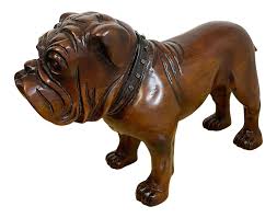 19th Century Antique English Carved Mahogany Bull Dog With ...