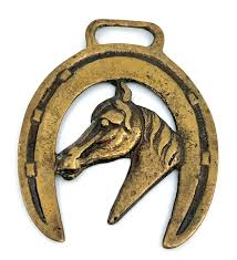 Horse Brass Head Side Profile inside HorseShoe Cast Pub ...