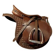 Set of Four Vintage American Jump Saddles on Racks | Chairish