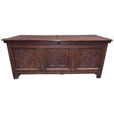 English Oak Jacobean Three Carved Panel Diamond and Pinwheel ...